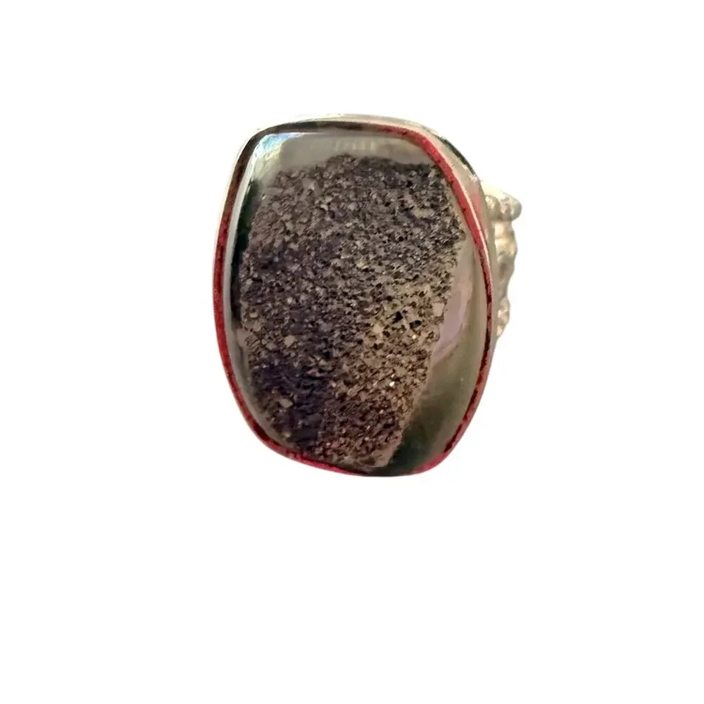 PJC Druzy Stone 925 Sterling Silver Ring Size 6